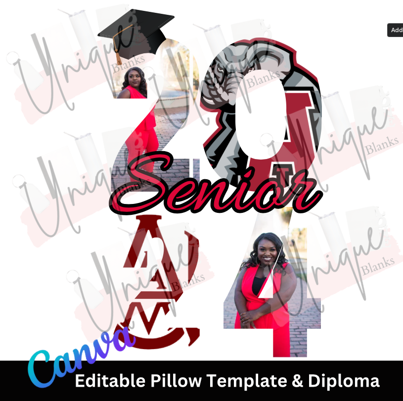 Editable Grad Pillow Template