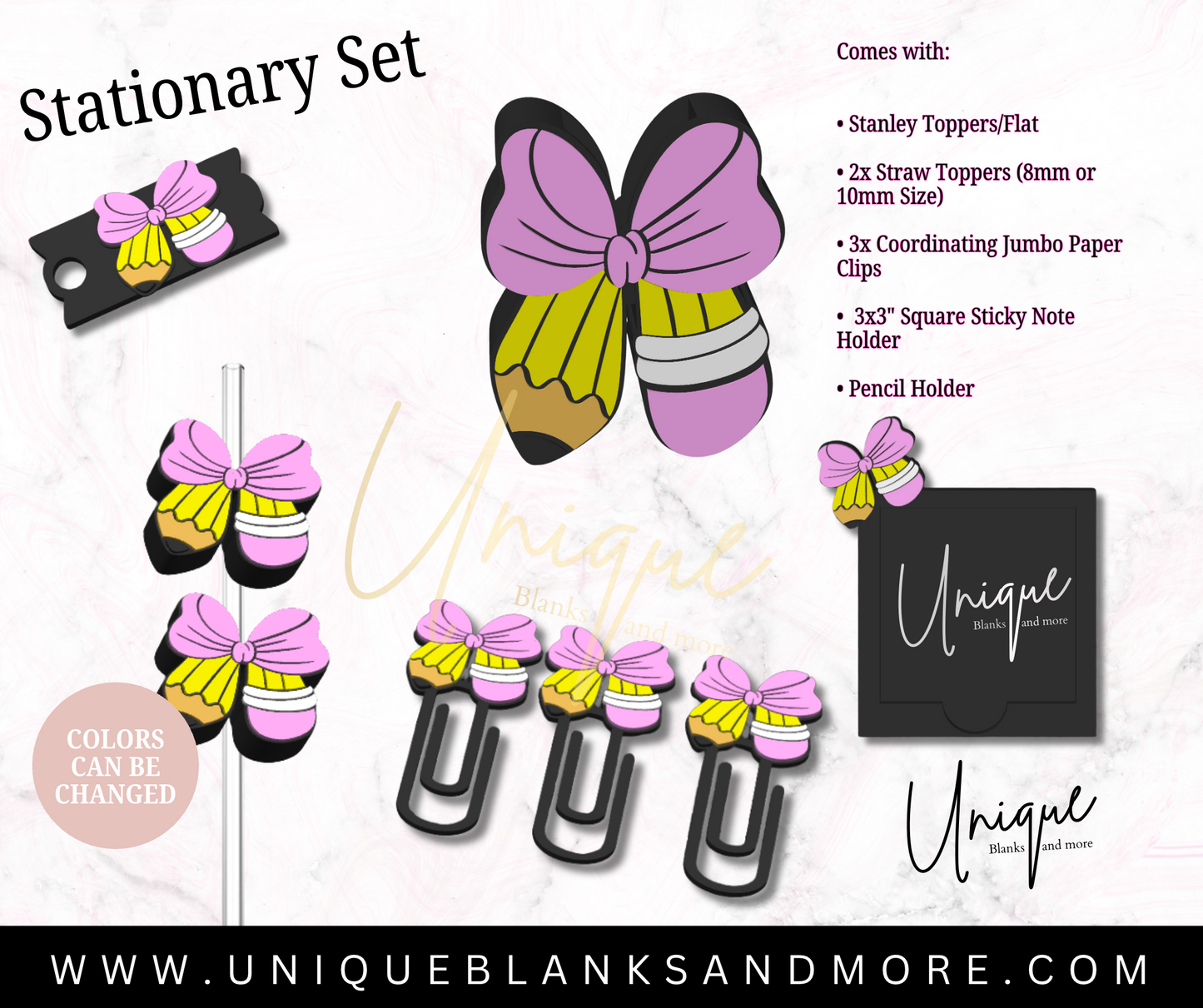 Stationary Pencil/Bow Set
