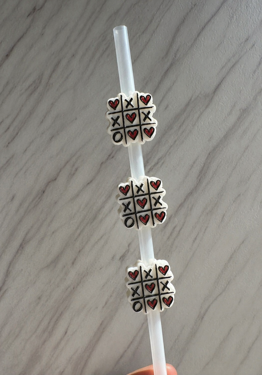 Tic Tac Toe Harts Straw Topper