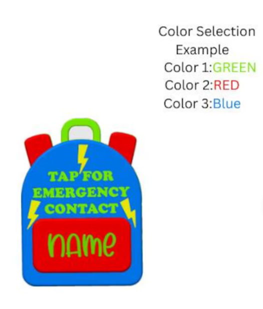 Emergency Contact Backpack Themed Keychain