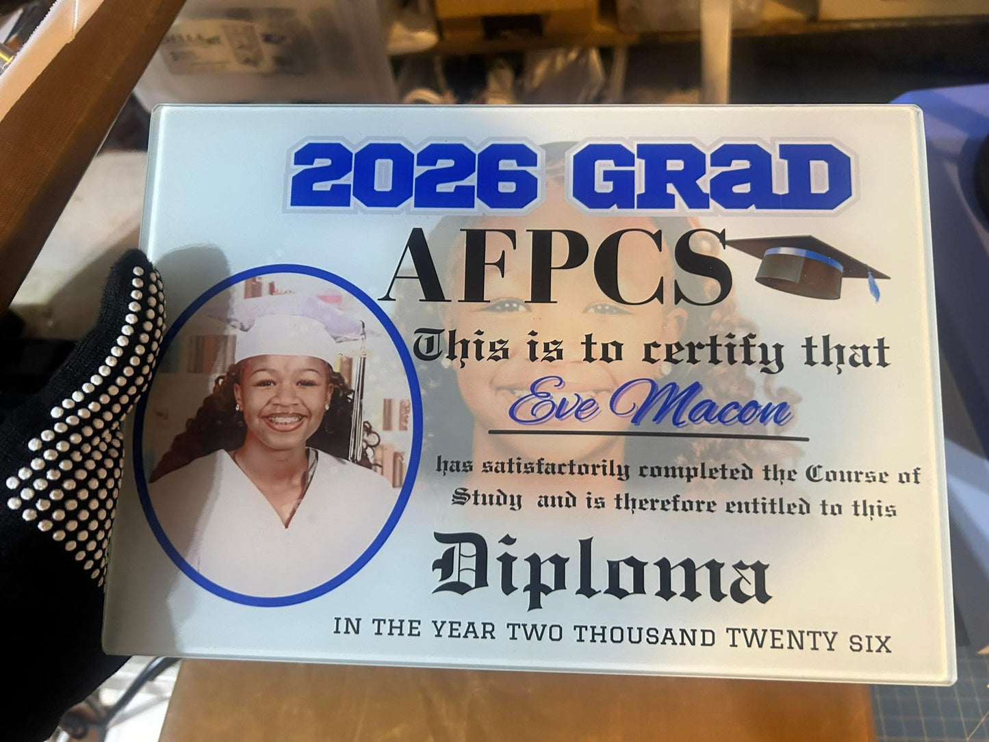 Grad Diploma Glass Plaque
