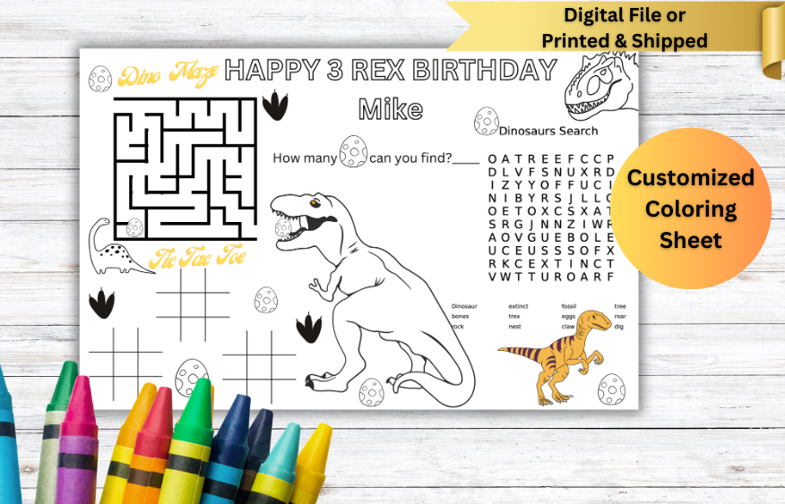 Dinosaur Coloring Activity Sheet