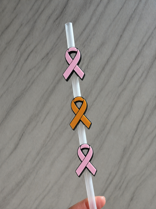 Cancer Ribbon Straw Topper – 10mm Custom