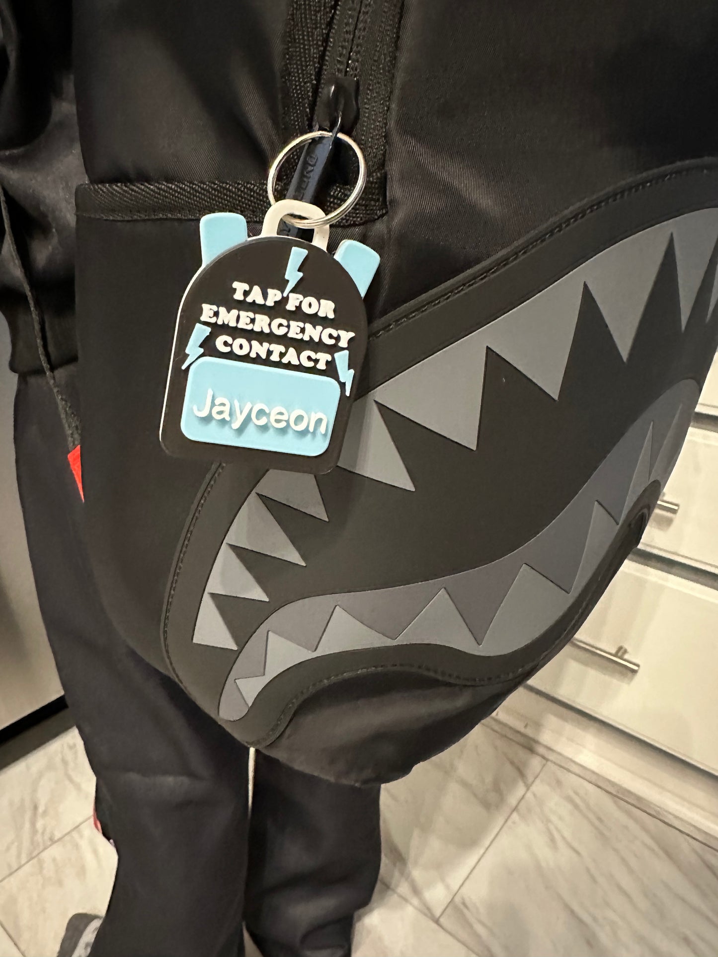 Emergency Contact Backpack Themed Keychain