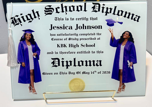 Grad Diploma Glass Plaque