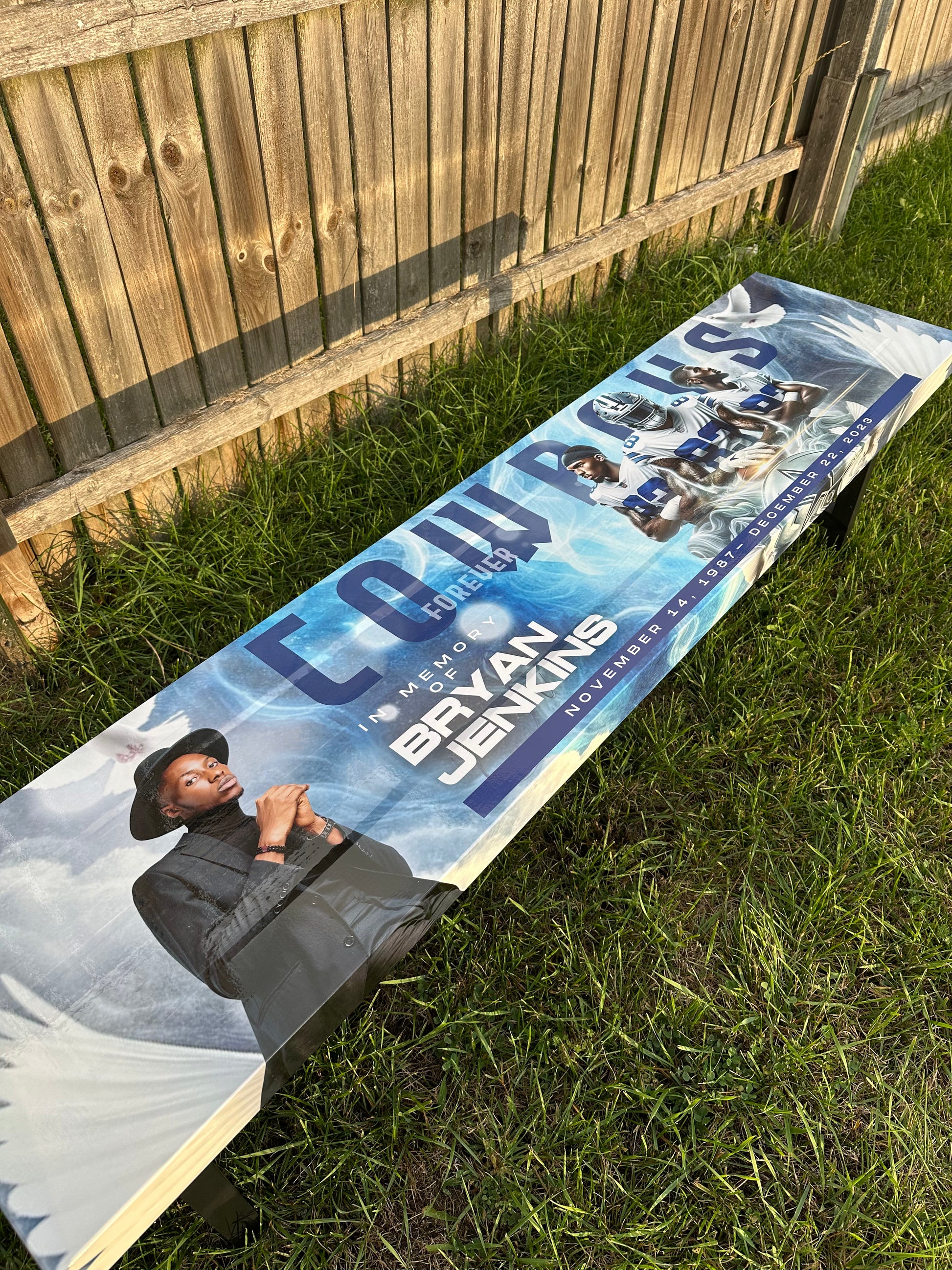 Personalized Memorial Graveside Bench with Photo