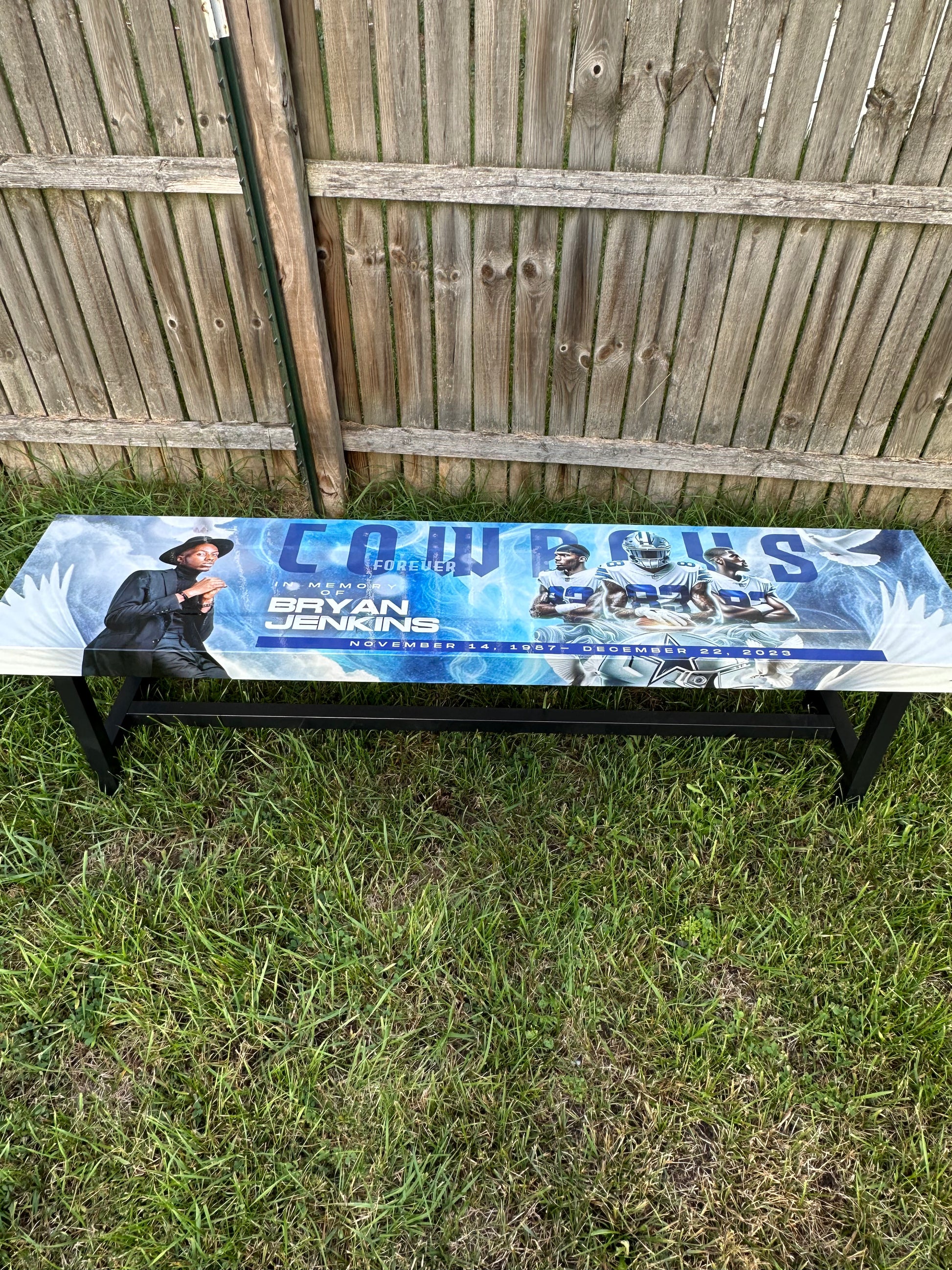 Personalized Memorial Graveside Bench with Photo